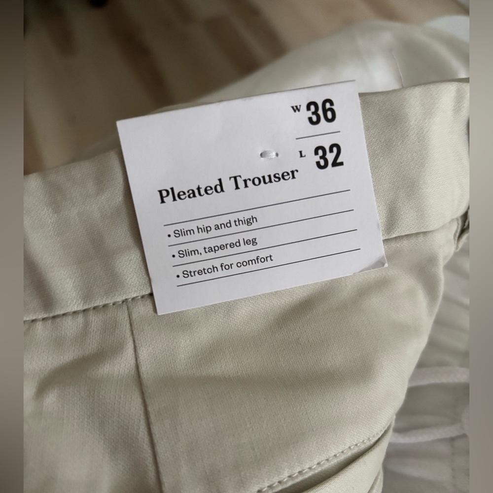 NWT Goodfellow 36x32 Khaki Trouser Pleated Front Slim Fit Stretch Casual Work - Picture 6 of 11